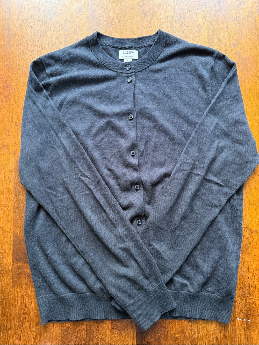 J. Crew Womens’s 100% cotton Black Button-Front Classic Cardigan Sweater